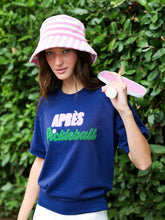 Load image into Gallery viewer, "Après Pickleball" Lightweight Short Sleeve Sweatshirt, Navy