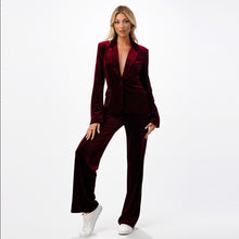 Load image into Gallery viewer, Merlot Velvet Single Button Blazer