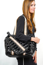 Load image into Gallery viewer, Quilted Black Puffer Pickleball Tote