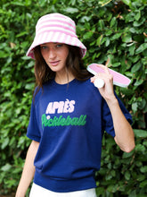 Load image into Gallery viewer, &quot;Après Pickleball&quot; Lightweight Short Sleeve Sweatshirt, Navy
