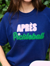 Load image into Gallery viewer, &quot;Après Pickleball&quot; Lightweight Short Sleeve Sweatshirt, Navy
