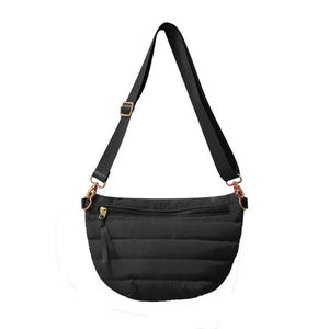 The Blake Black Crescentn Puffer Crossbody Bag