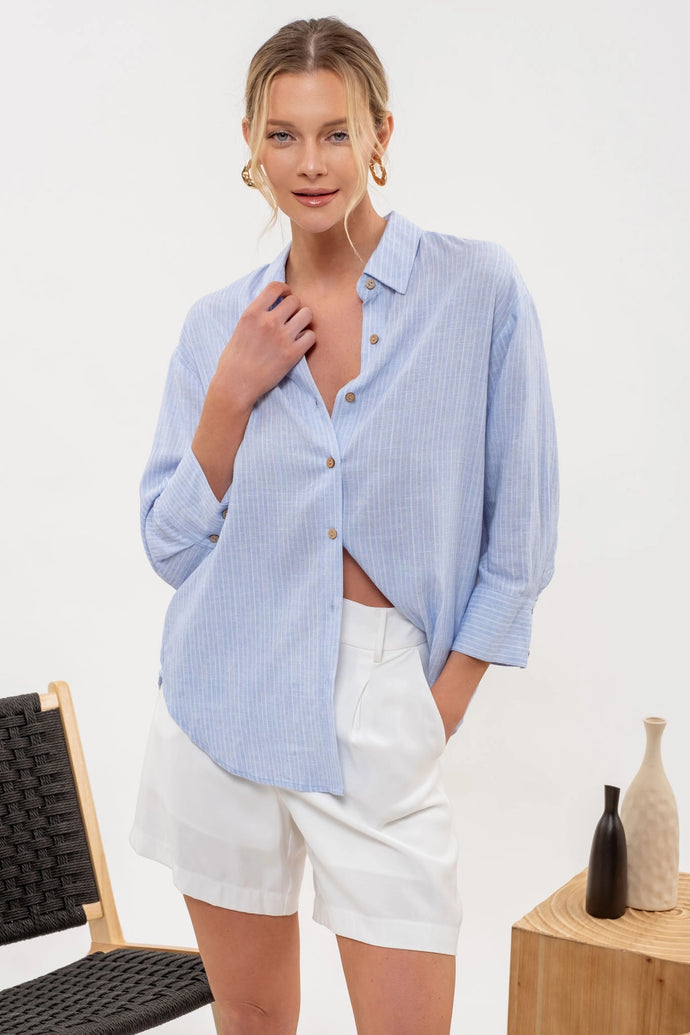 Madelyn Blue Button Up