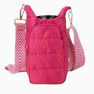 Emme Pink Puffer Drink Holder Crossbody Bag