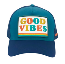 Load image into Gallery viewer, Soulbyrd Teal/ Blue Good Vibes Trucker Hat
