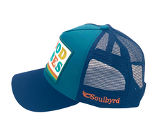 Load image into Gallery viewer, Soulbyrd Teal/ Blue Good Vibes Trucker Hat
