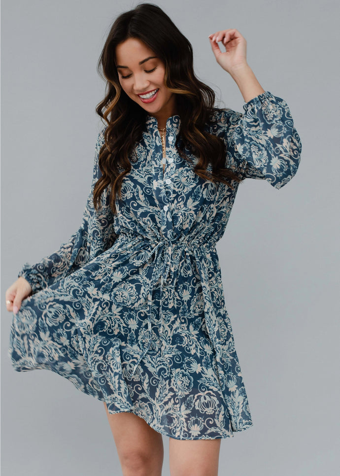 Jennie Blue & Cream Floral Dress