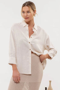 Madelyn Beige Button Up Top