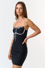 Load image into Gallery viewer, Bow Front Contrast Mini Dress
