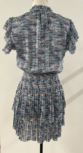 Amber Chevron Printed Mini Smocked Dress