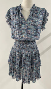 Amber Chevron Printed Mini Smocked Dress
