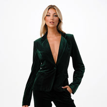Load image into Gallery viewer, Emerald Velvet Single Button Blazer
