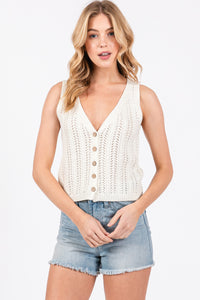 Mila Button Up Crochet Sweater Tank