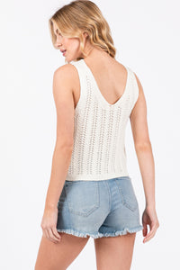 Mila Button Up Crochet Sweater Tank