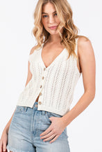 Load image into Gallery viewer, Mila Button Up Crochet Sweater Tank
