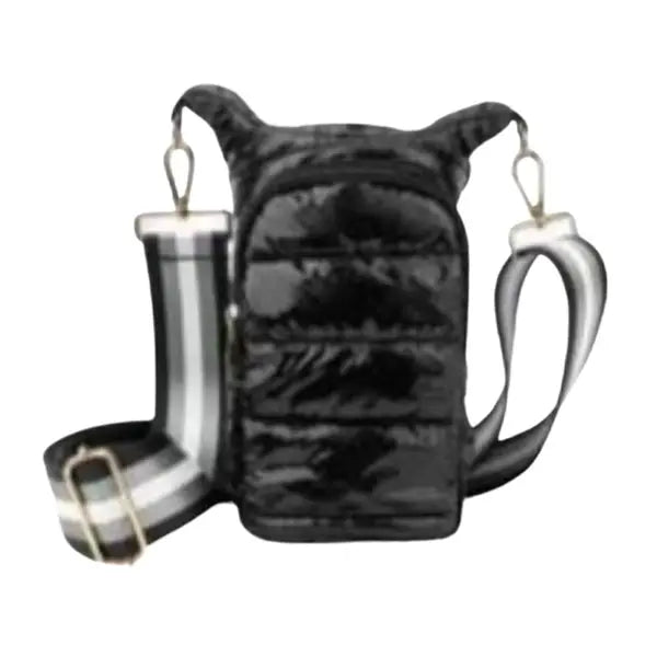 Emme Black Puffer Drink Holder Crossbody Bag