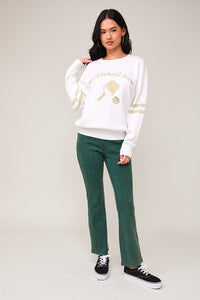 Pickleball Gold Embroidered  Sweater