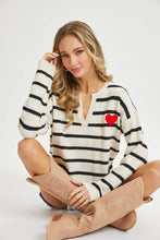 Load image into Gallery viewer, Valentina Stripe Sweater W/Heart Detail
