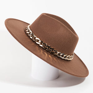 Bella Fedora Chain Detail Hat