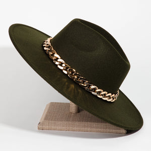 Bella Fedora Chain Detail Hat