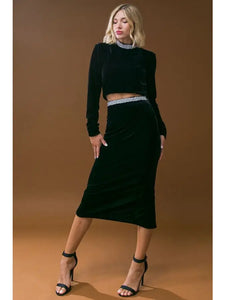 Velvet Elegance Pencil Skirt